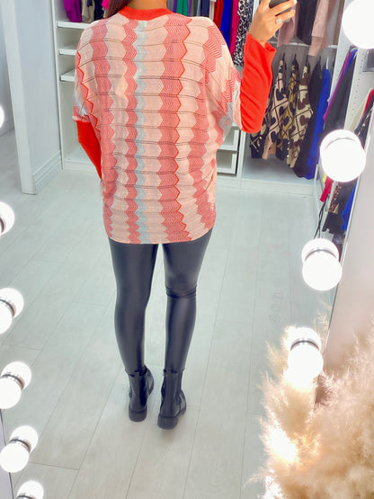 Eline Diagonal Zig Zag Sheer Choker Neck Top