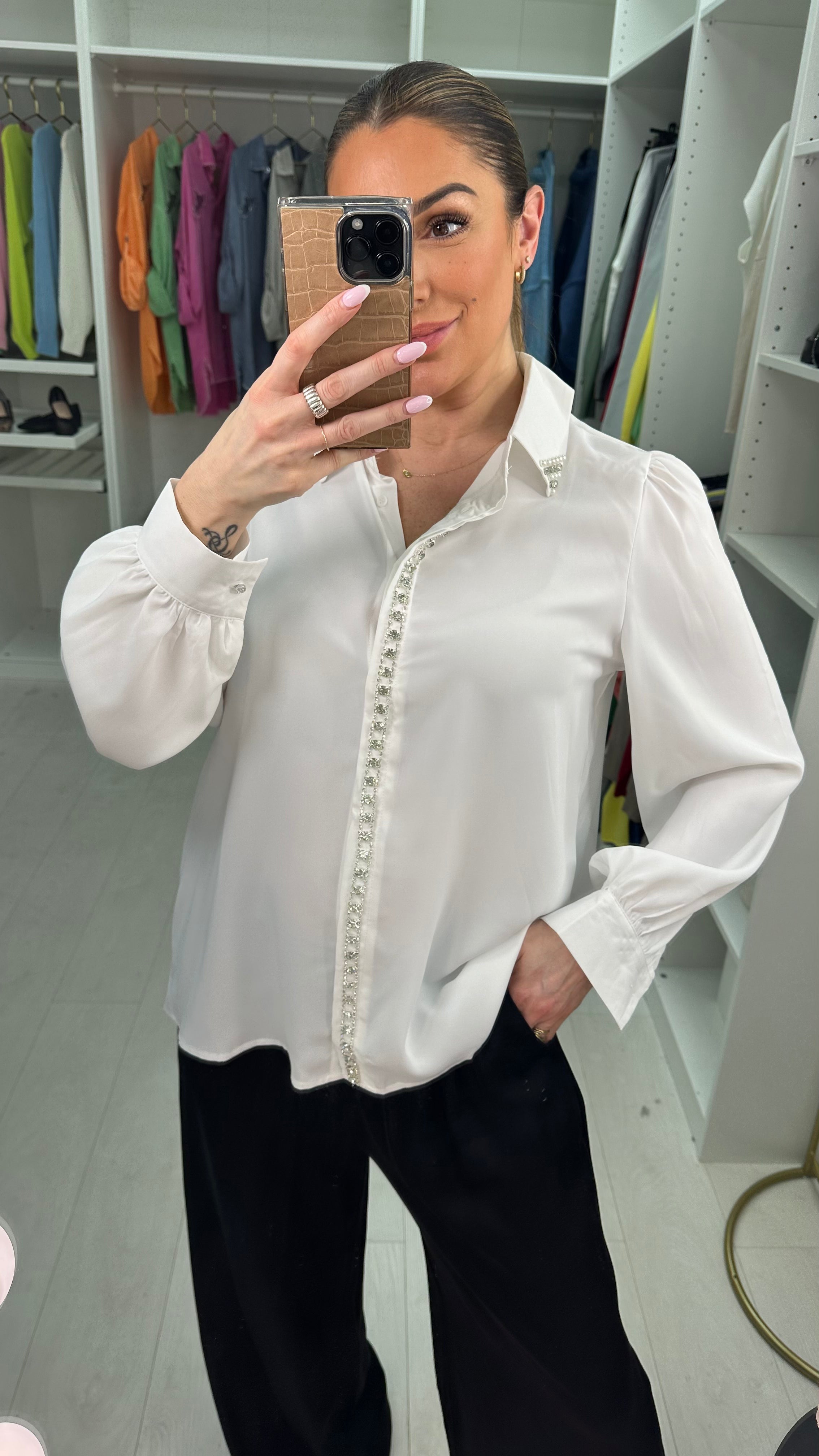 Sarah Embellished Silk Shirt