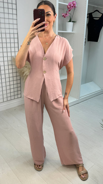 Brook Plain Button Front Co-Ord Set
