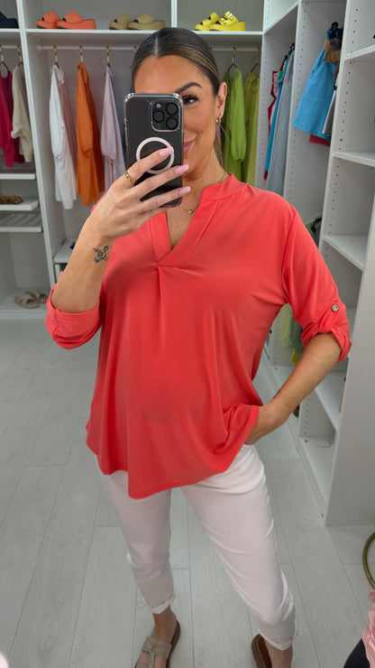 Romola Plain V-neck Top