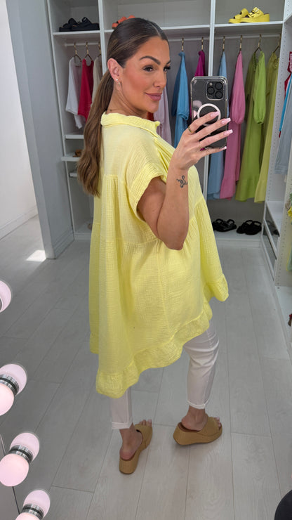 Rebella Plain Cheesecloth Dipped Hem Dress