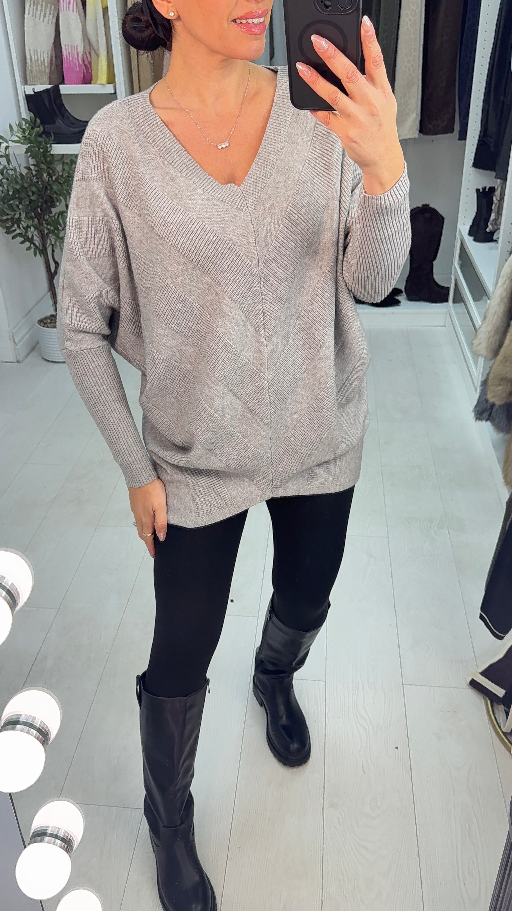 Paislee Plain Asymmetric Loose Fit Jumper