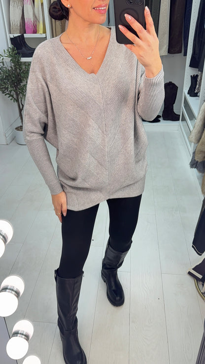 Paislee Plain Asymmetric Loose Fit Jumper