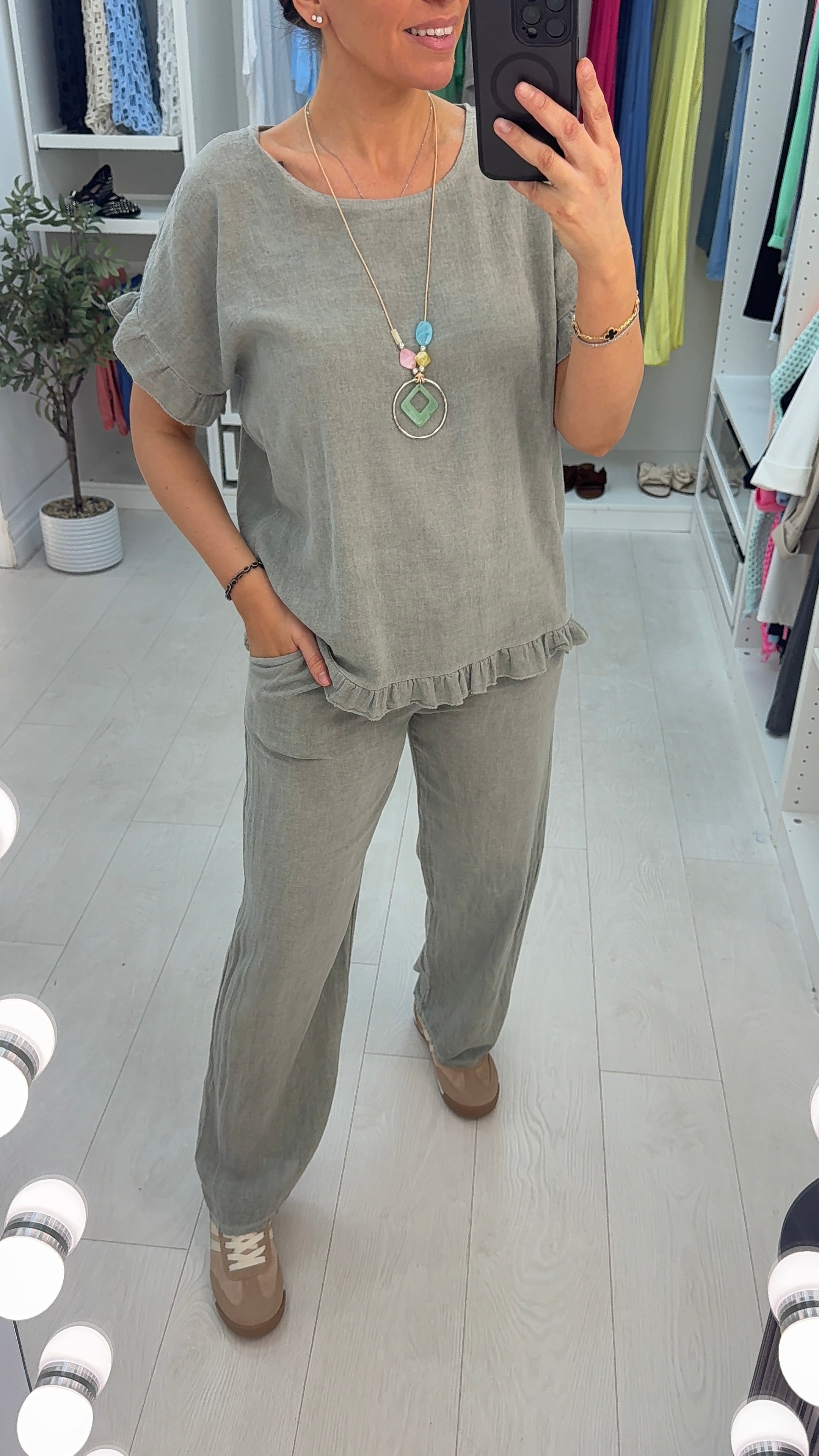 Marie Plain Frill Detail Loose Fit Co-Ord Set