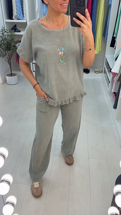 Marie Plain Frill Detail Loose Fit Co-Ord Set