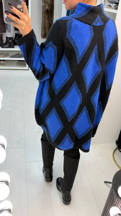 Naya Diamante Print High Neck Longline Jumper