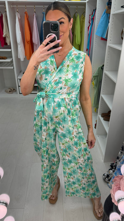 Ziggy Floral Print Pleated Wide Leg Jumpsuit