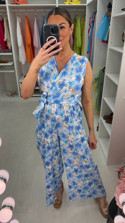Ziggy Floral Print Pleated Wide Leg Jumpsuit