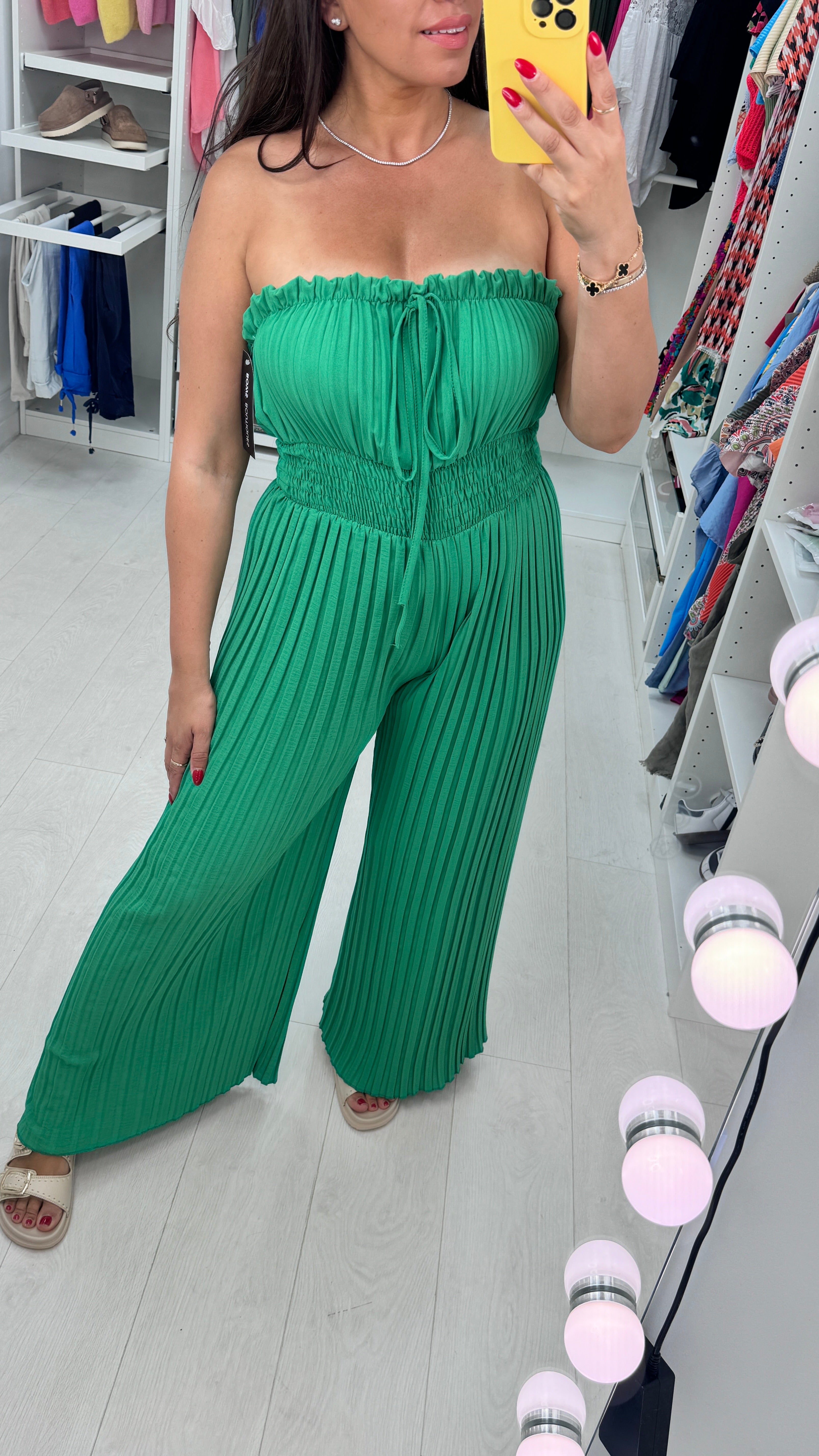 Cecily Elasticated Pleated Plain Jumpsuit