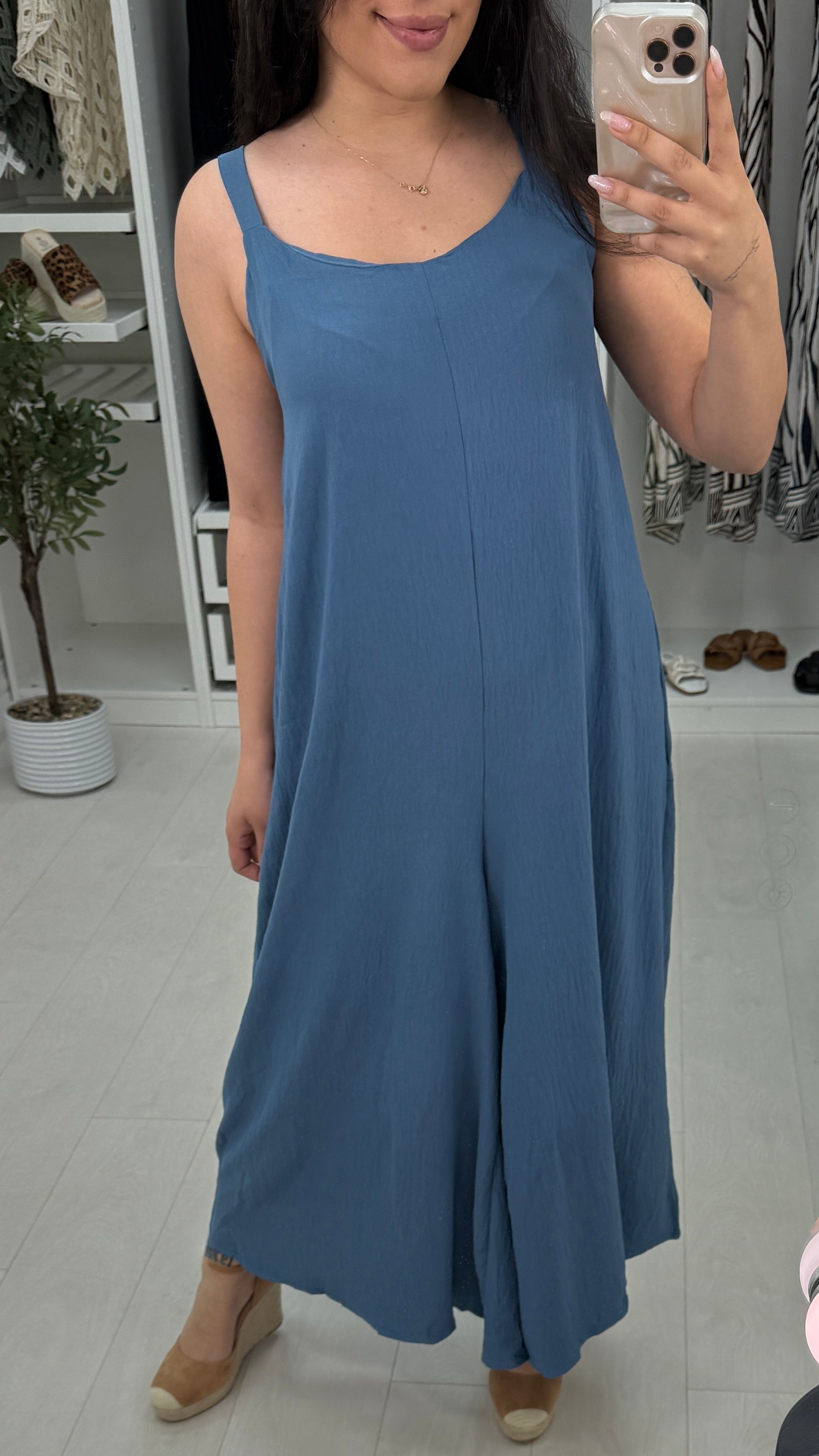 Zia Plain Wide Leg Loose Fit Jumpsuit