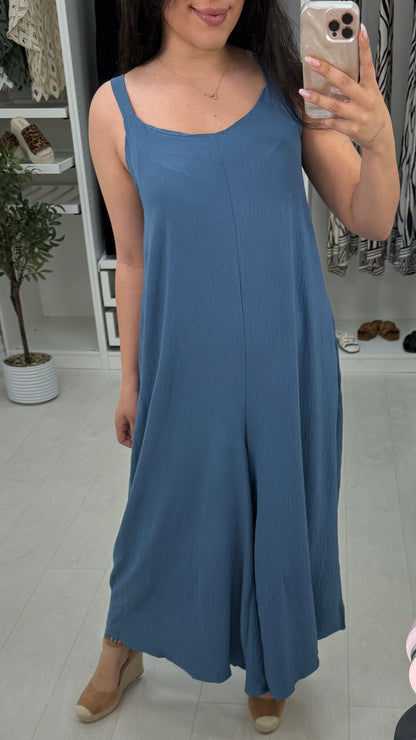 Zia Plain Wide Leg Loose Fit Jumpsuit