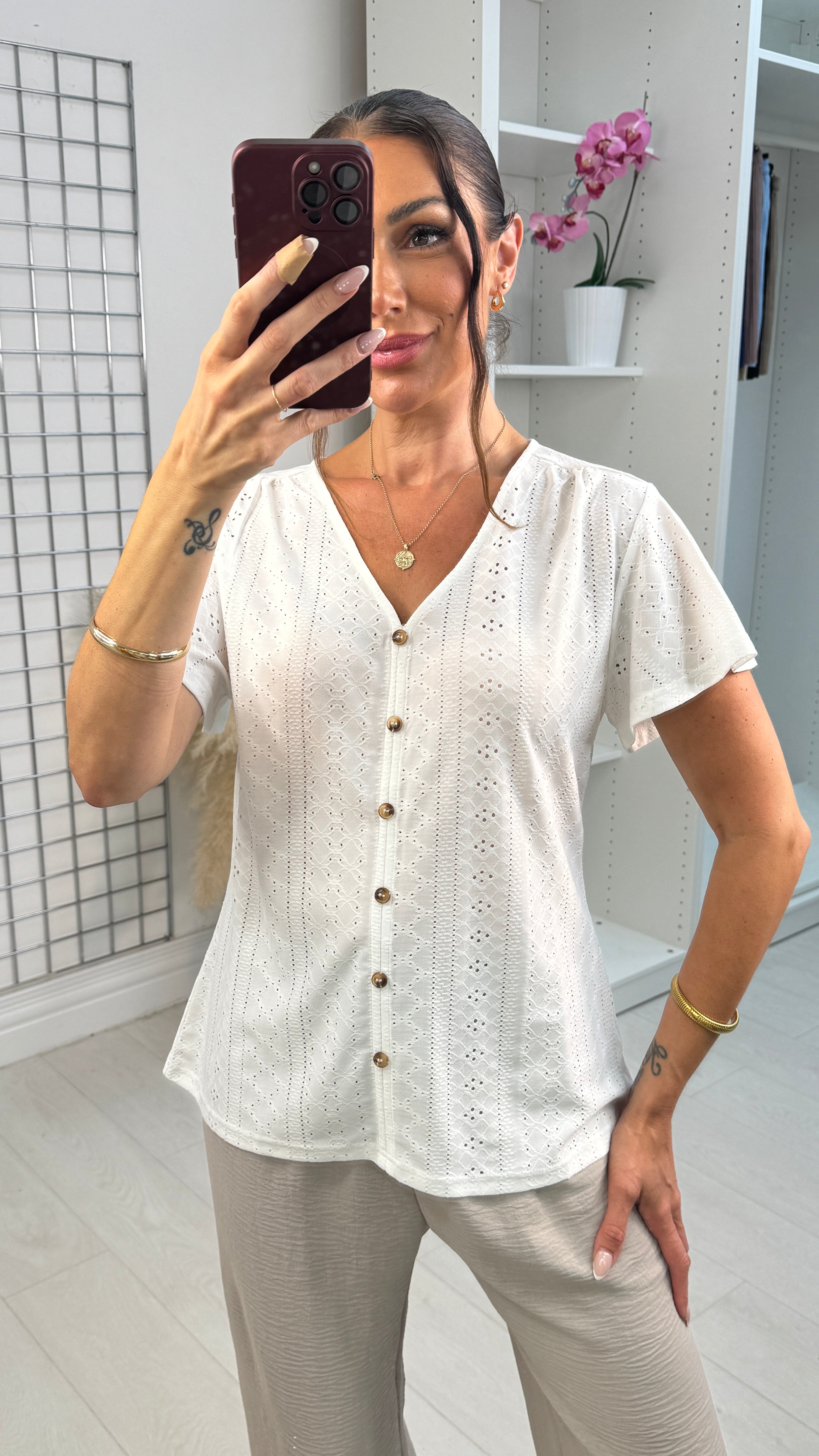 Exeter Cap Sleeve Broderie Top