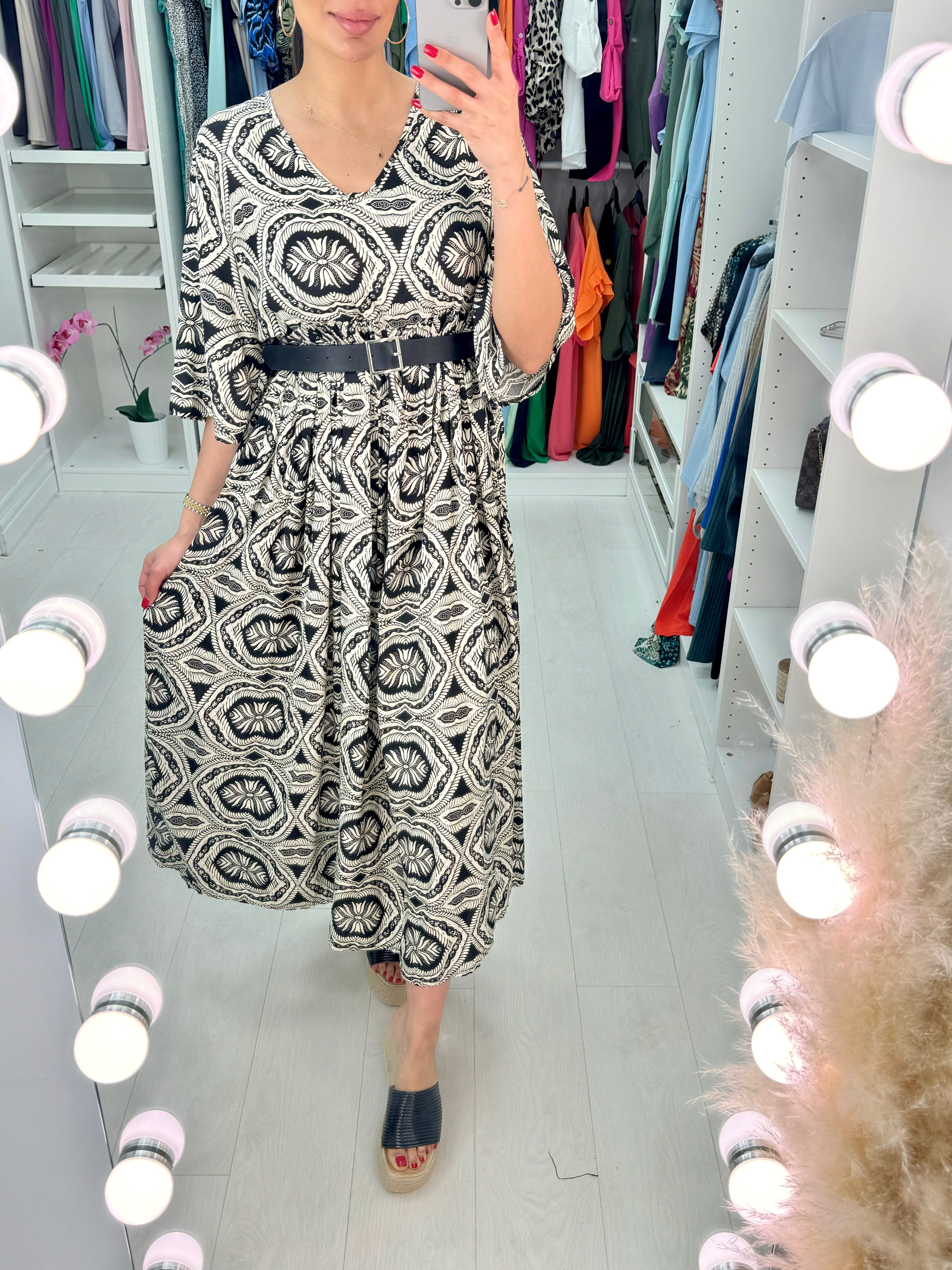 Kate Mosaic Pattern Smock Dress