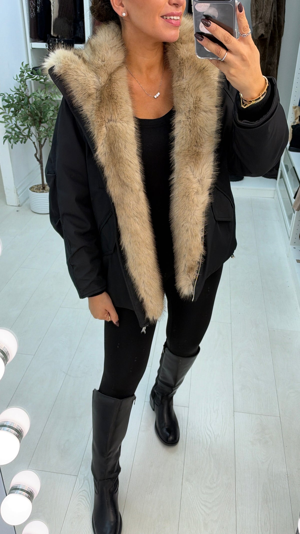 Roxy Faux Fur Collar Padded Jacket