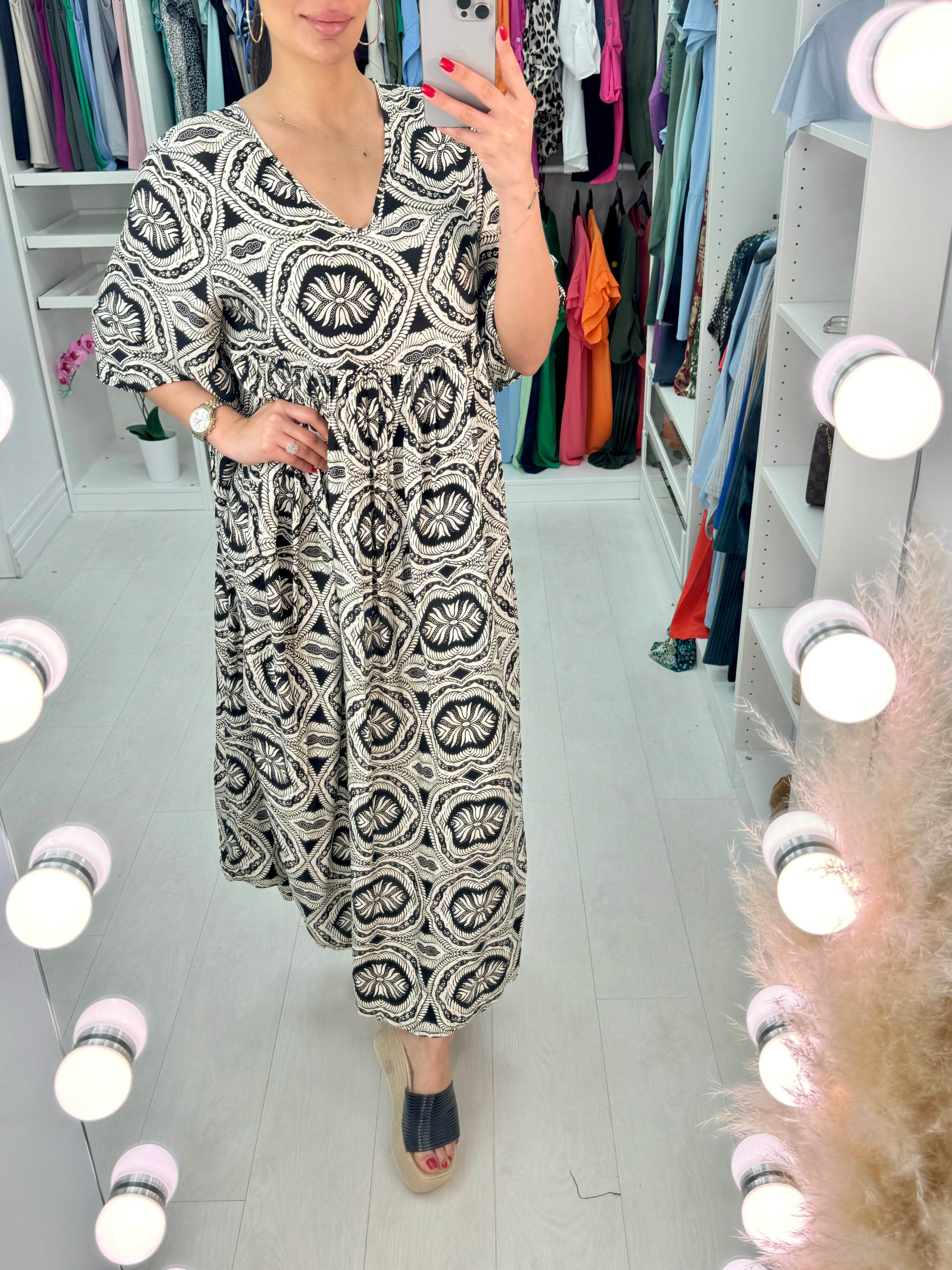 Kate Mosaic Pattern Smock Dress