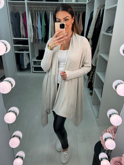 Beverley Plain Ribbed Asymmetric Cardigan