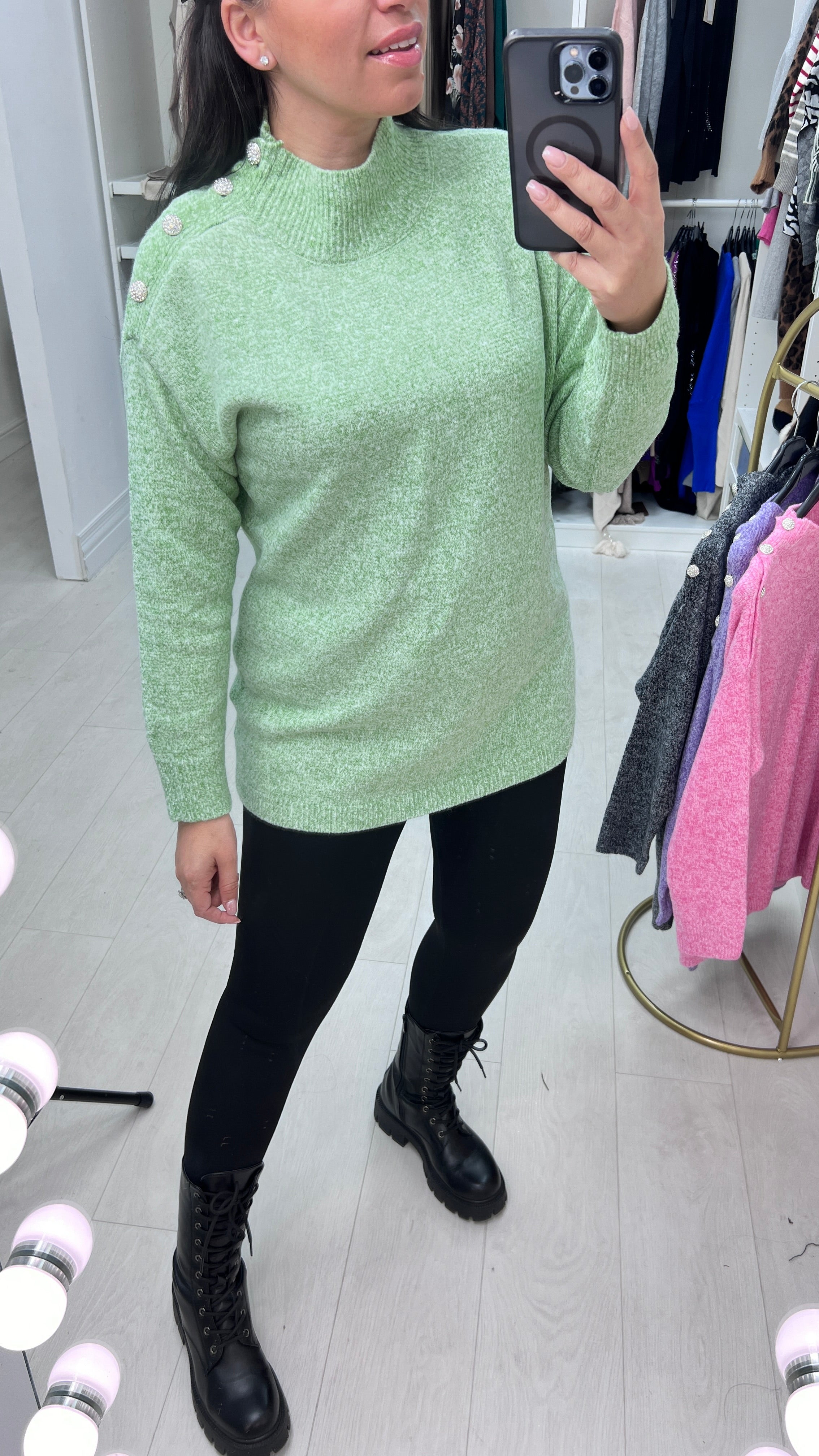 Ziya Diamante Button Detail Knit Jumper