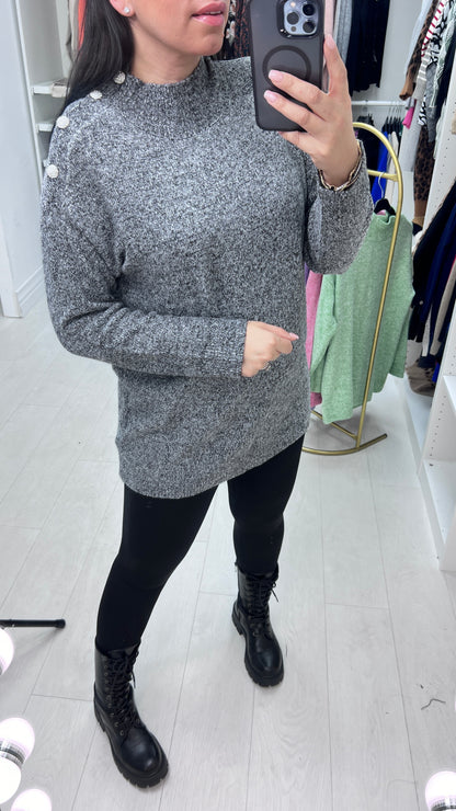 Ziya Diamante Button Detail Knit Jumper