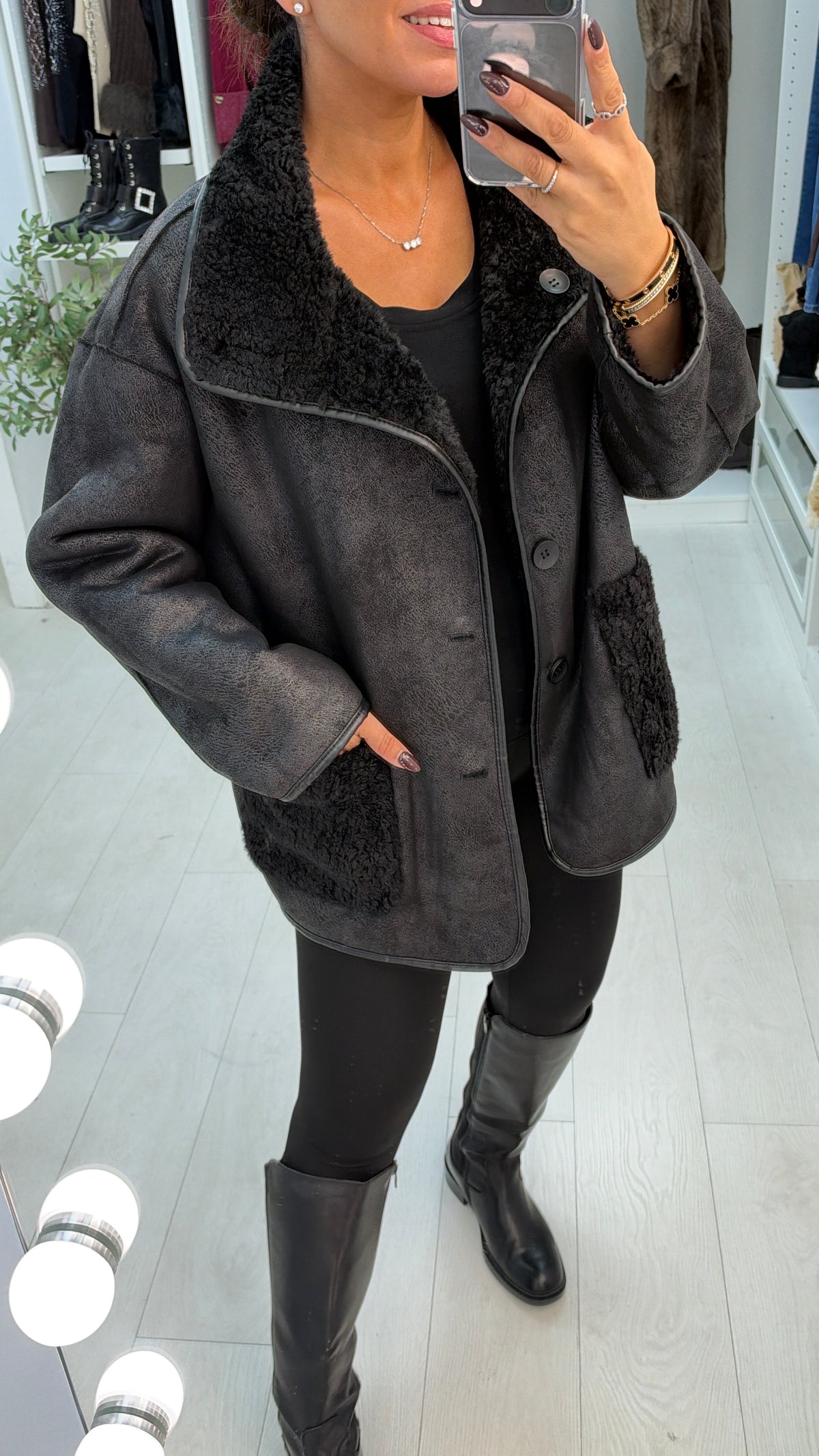 Macie Oversized Faux Shearling Reversible Coat