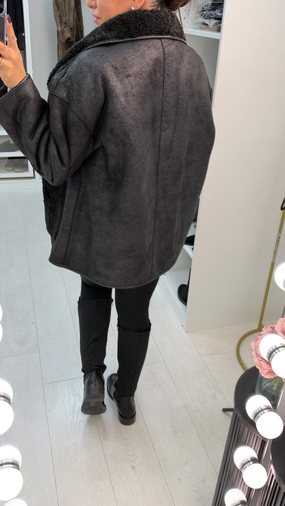 Macie Oversized Faux Shearling Reversible Coat