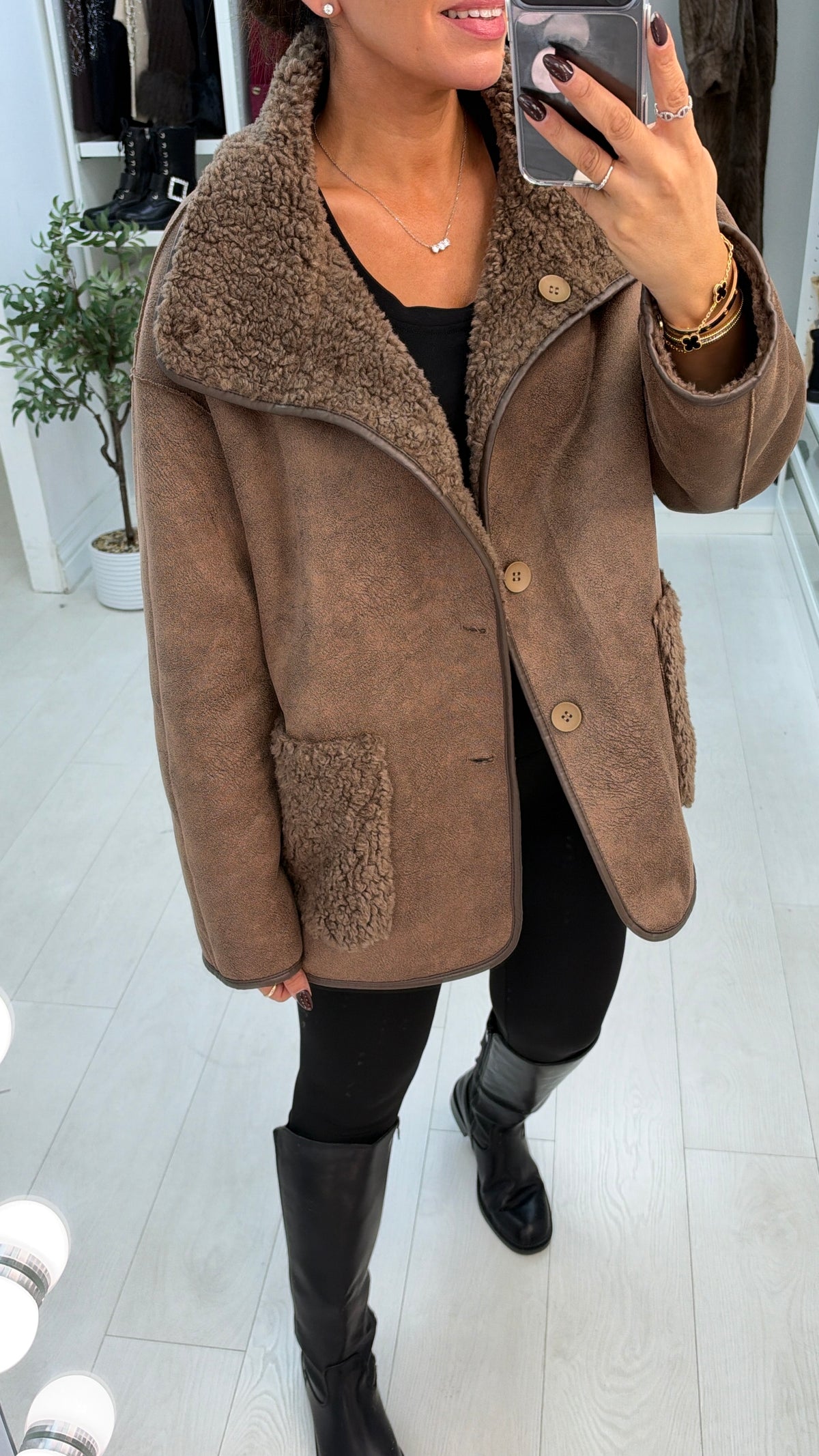 Macie Oversized Faux Shearling Reversible Coat