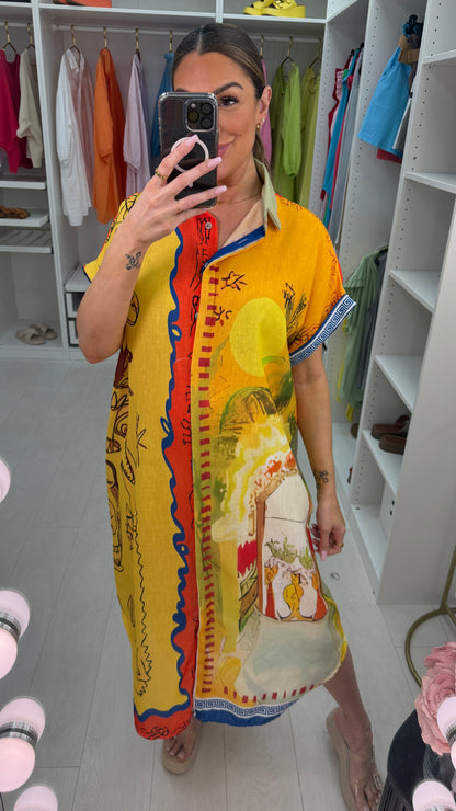 Keeley Abstract Print Loose Fit Shirt Dress