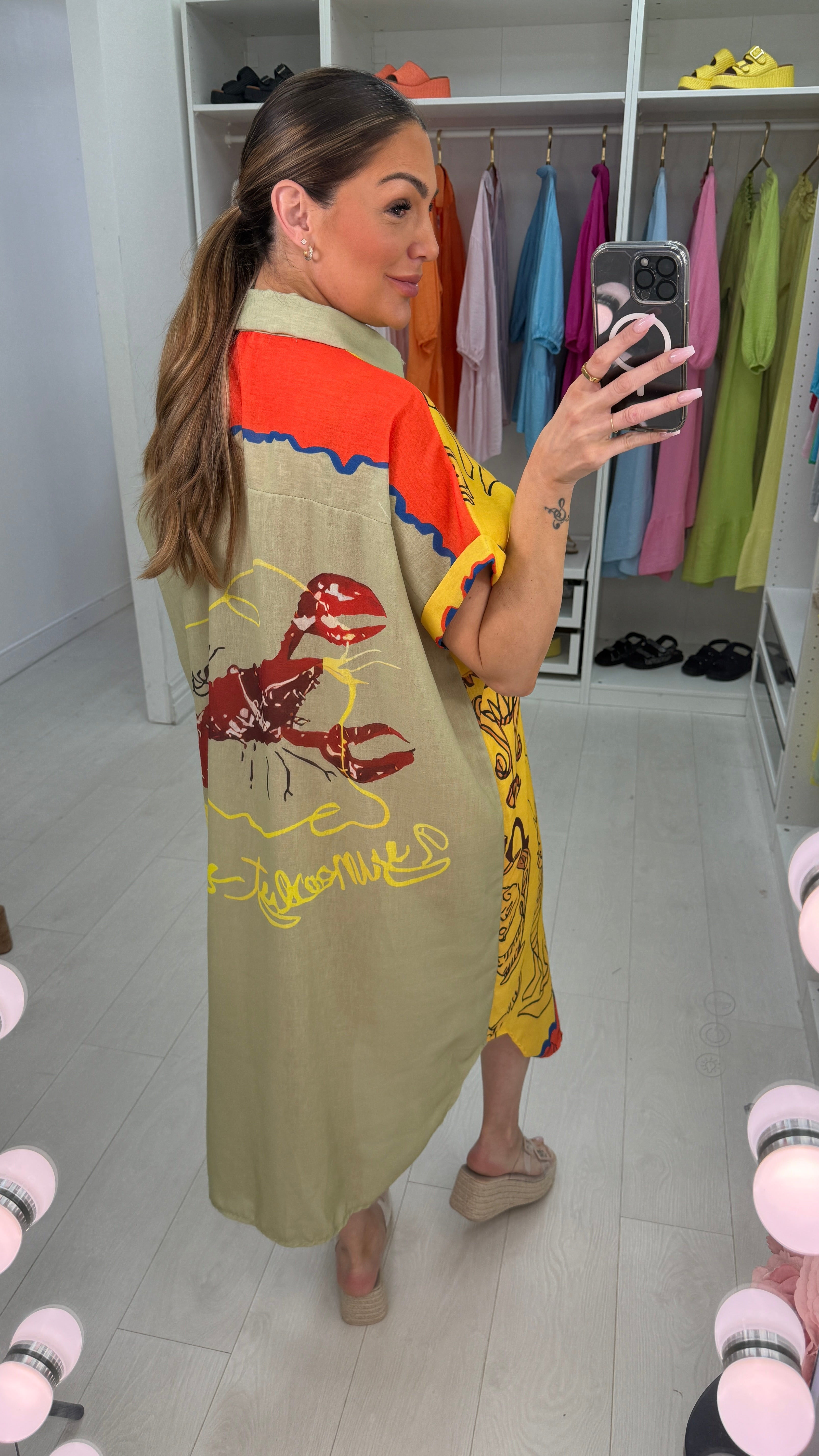 Keeley Abstract Print Loose Fit Shirt Dress