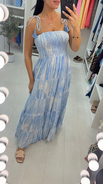 Tayler Striped Strappy Elasticated Bust Maxi Dress