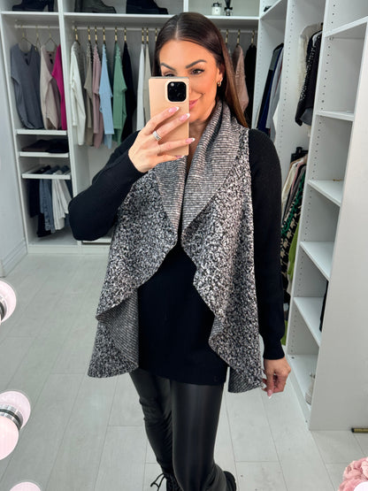 Montel Plain Boucle Drape Front Longline Gilet