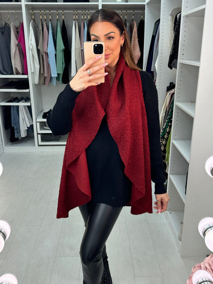 Montel Plain Boucle Drape Front Longline Gilet