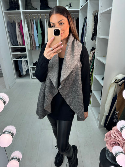 Montel Plain Boucle Drape Front Longline Gilet