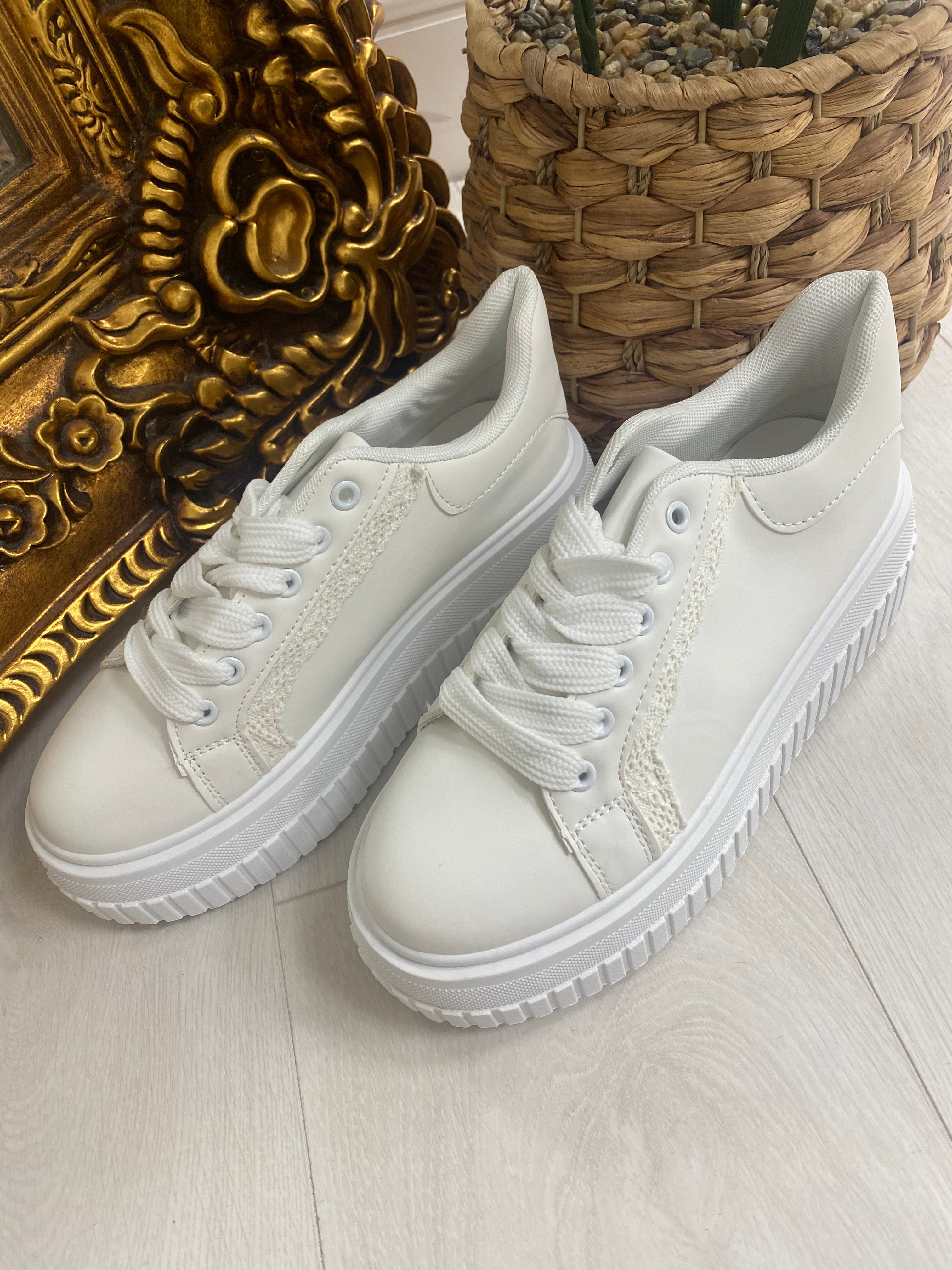 Joanna Plain Embroidery Detail Platform Trainers