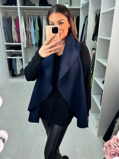 Montel Plain Boucle Drape Front Longline Gilet