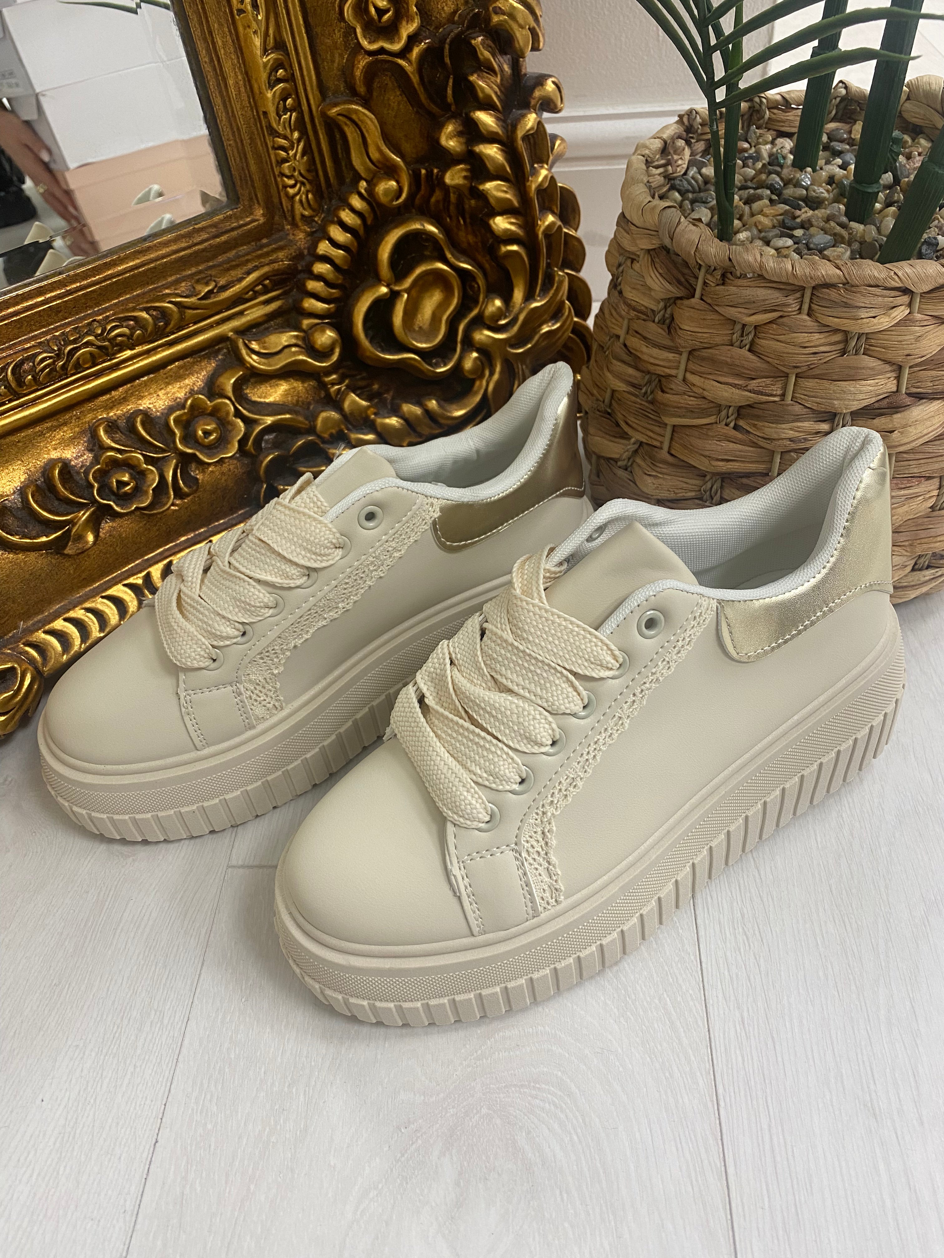 Joanna Plain Embroidery Detail Platform Trainers