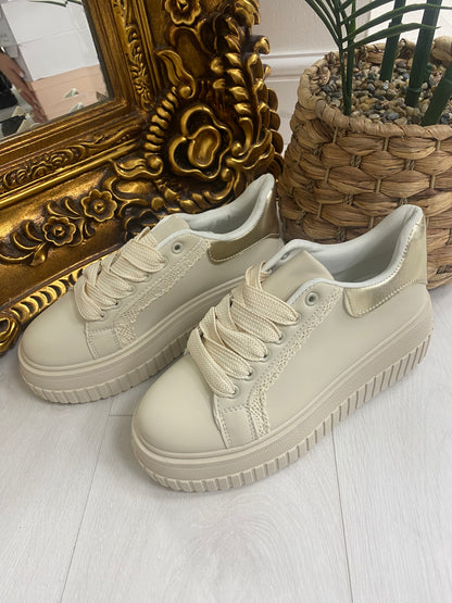 Joanna Plain Embroidery Detail Platform Trainers