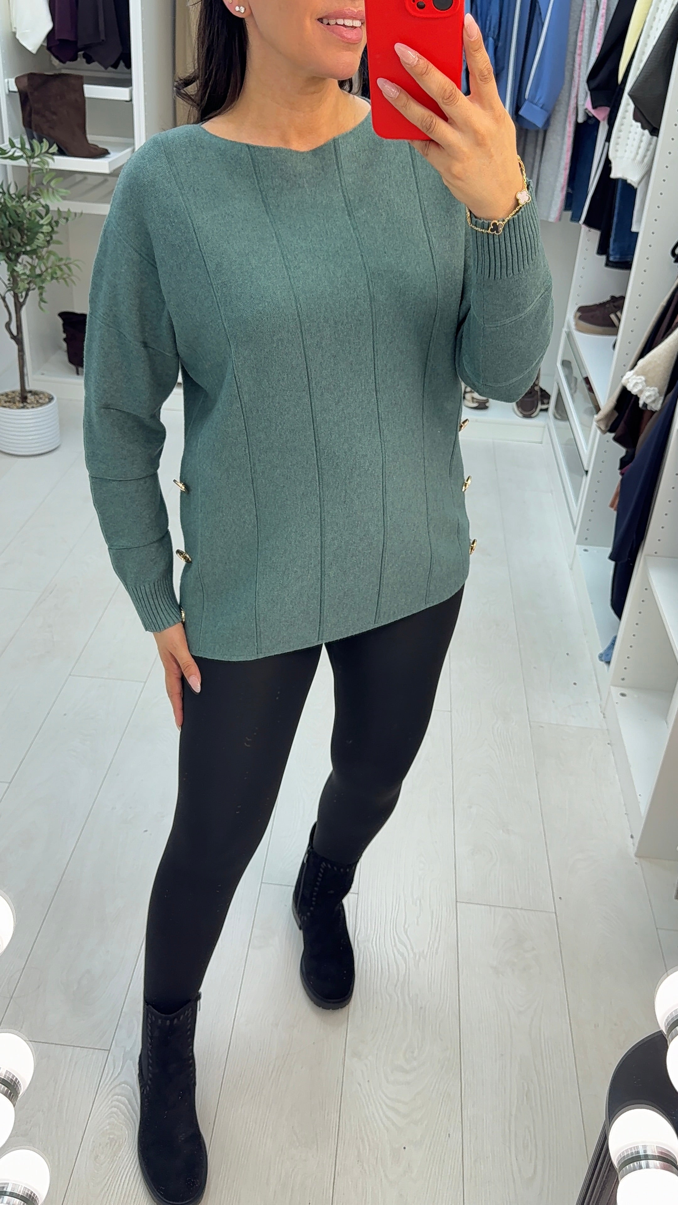 Nicolina Button Detail Knit Jumper