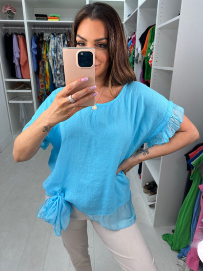 Keira Plain Tie Detail Linen Top