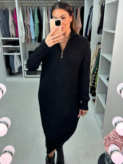 Colada Zip Detail Cable Knitted Jumper Dress