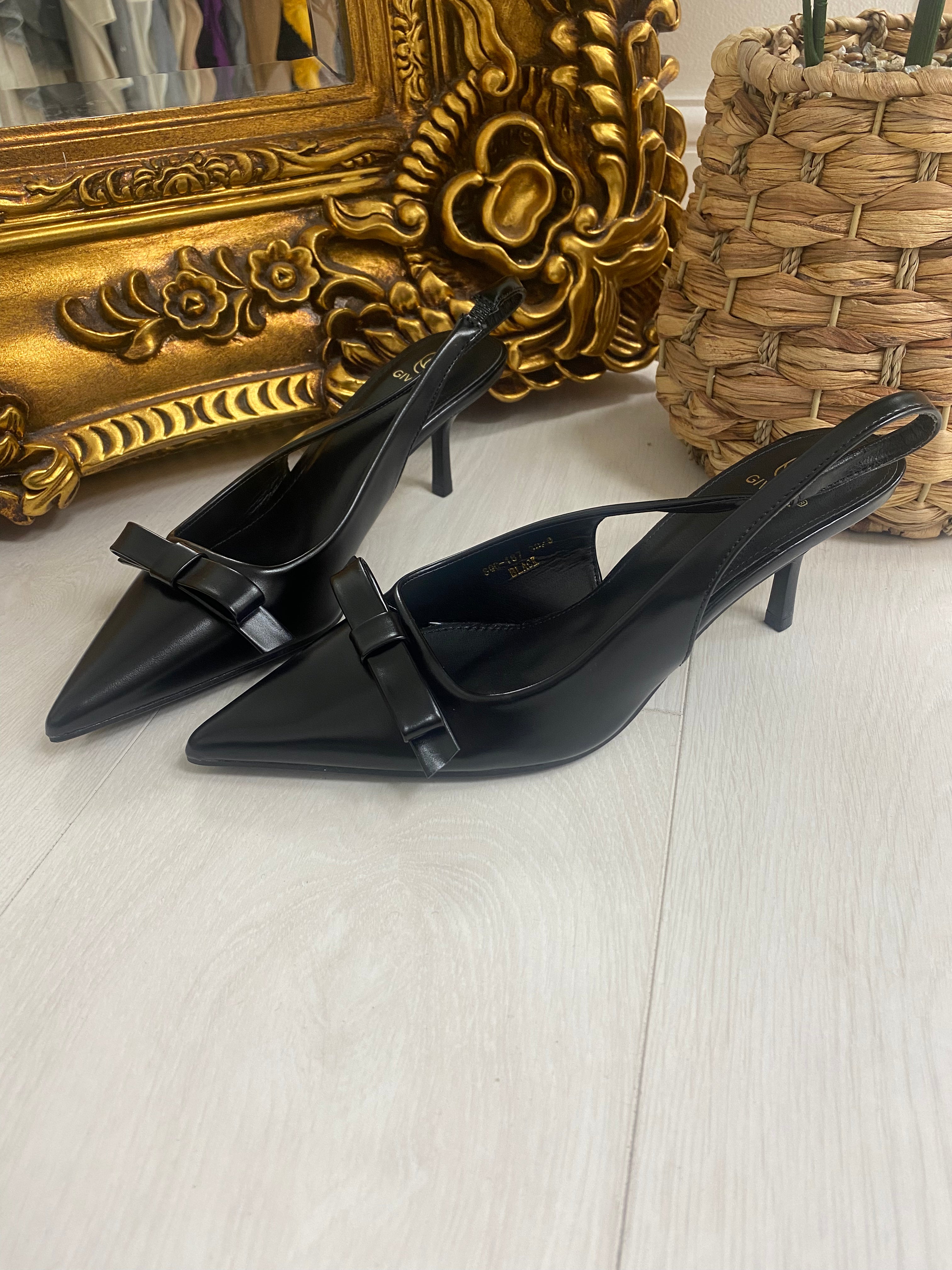 Maria Faux Leather Bow Detail Slingback Heels