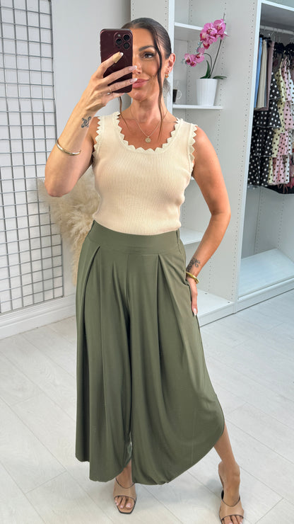 Nalana Wide Leg Culotte Trousers