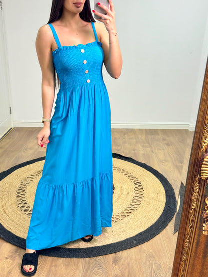 Nikki Elasticated Bust Button Detail  Dress
