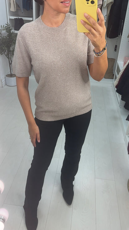 Jayda Sequin Detailed Short Sleeve Jumper