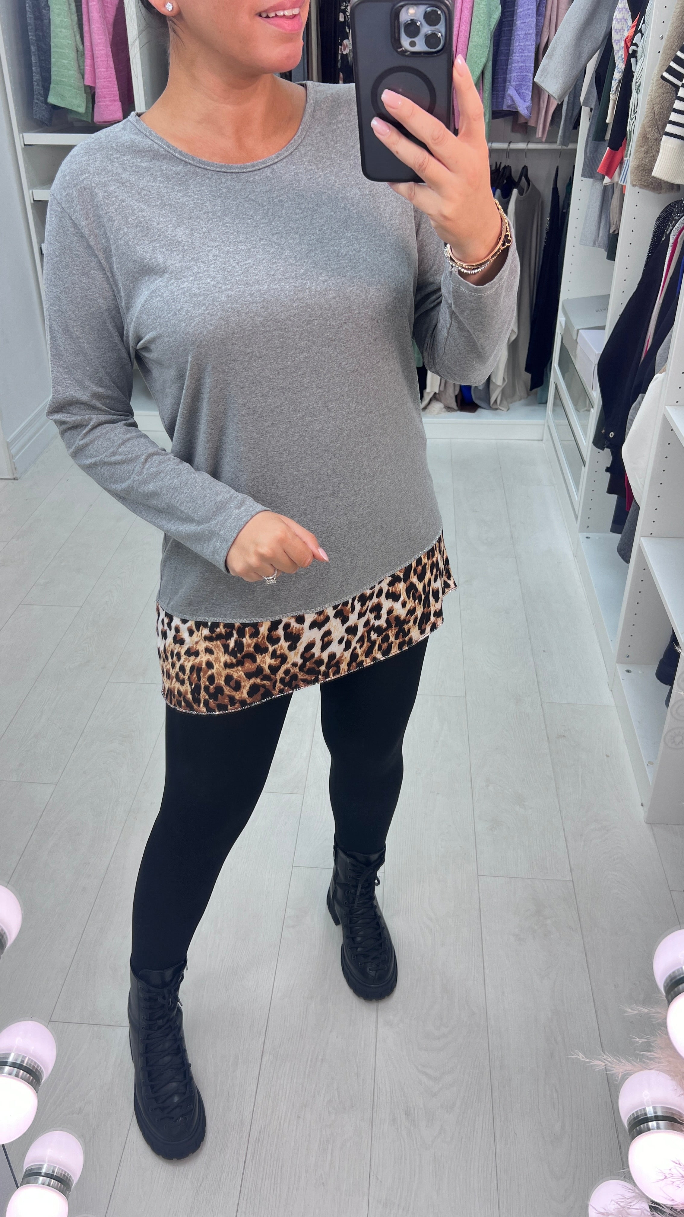 Garfield Longline Leopard Hem Top