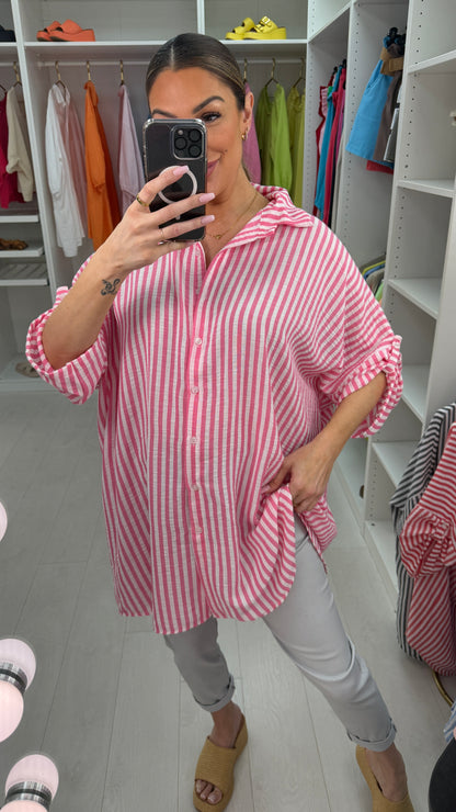 Thea Striped Longline Shirt