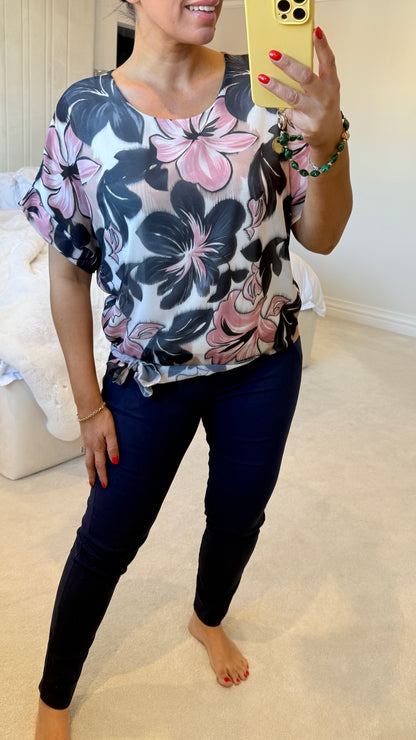 Ceira Floral Print Tie Front Top