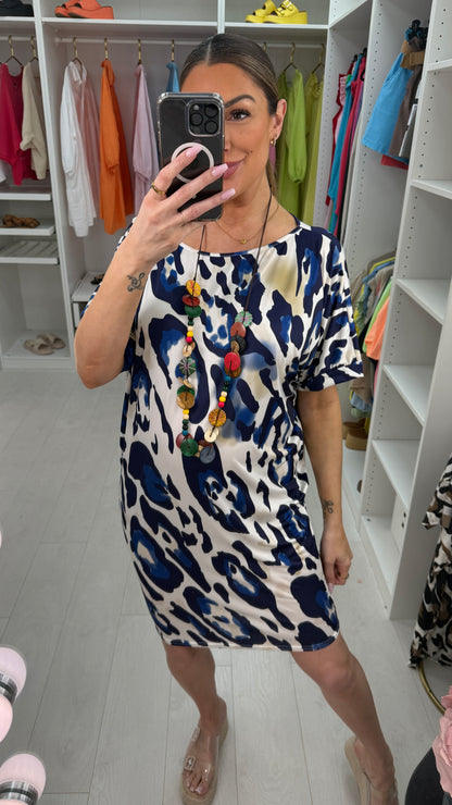 Wrenley Leopard Print Loose Fit Midi Dress