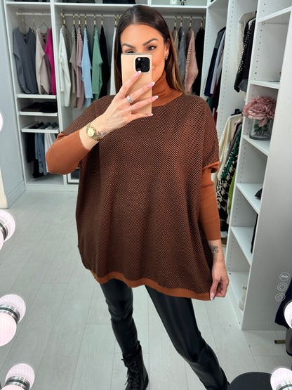 Ensey Zig Zag Roll Neck Oversized Jumper