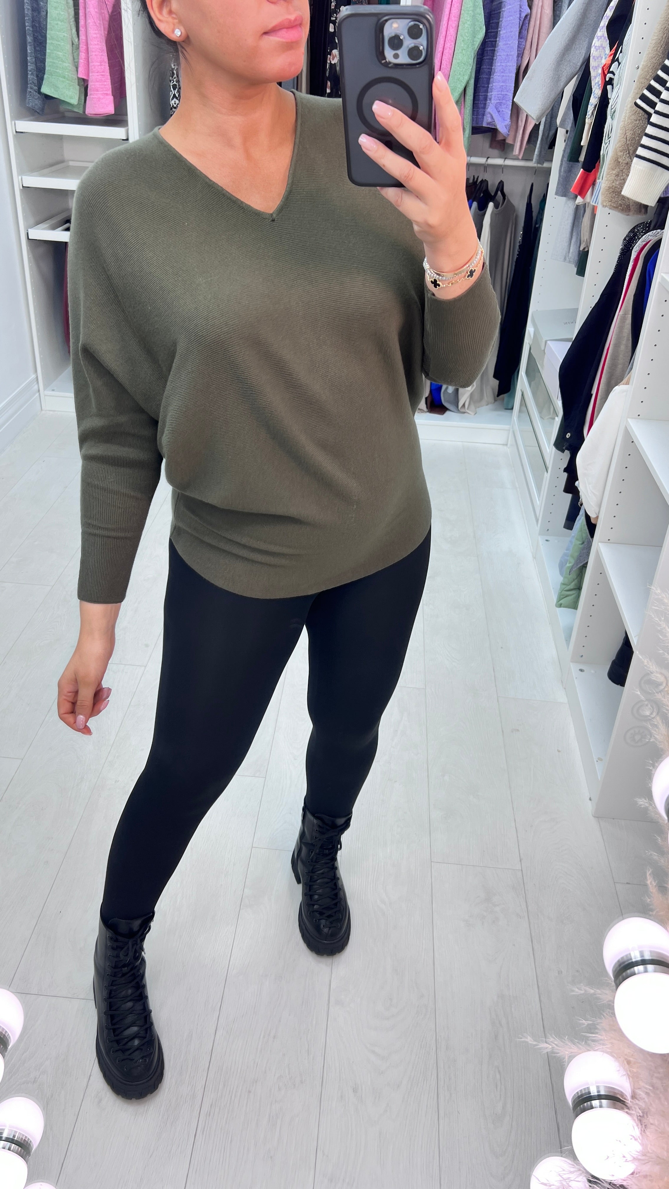 Arch Diamante Peace Sign Ribbed  Jumper