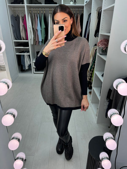 Ensey Zig Zag Roll Neck Oversized Jumper