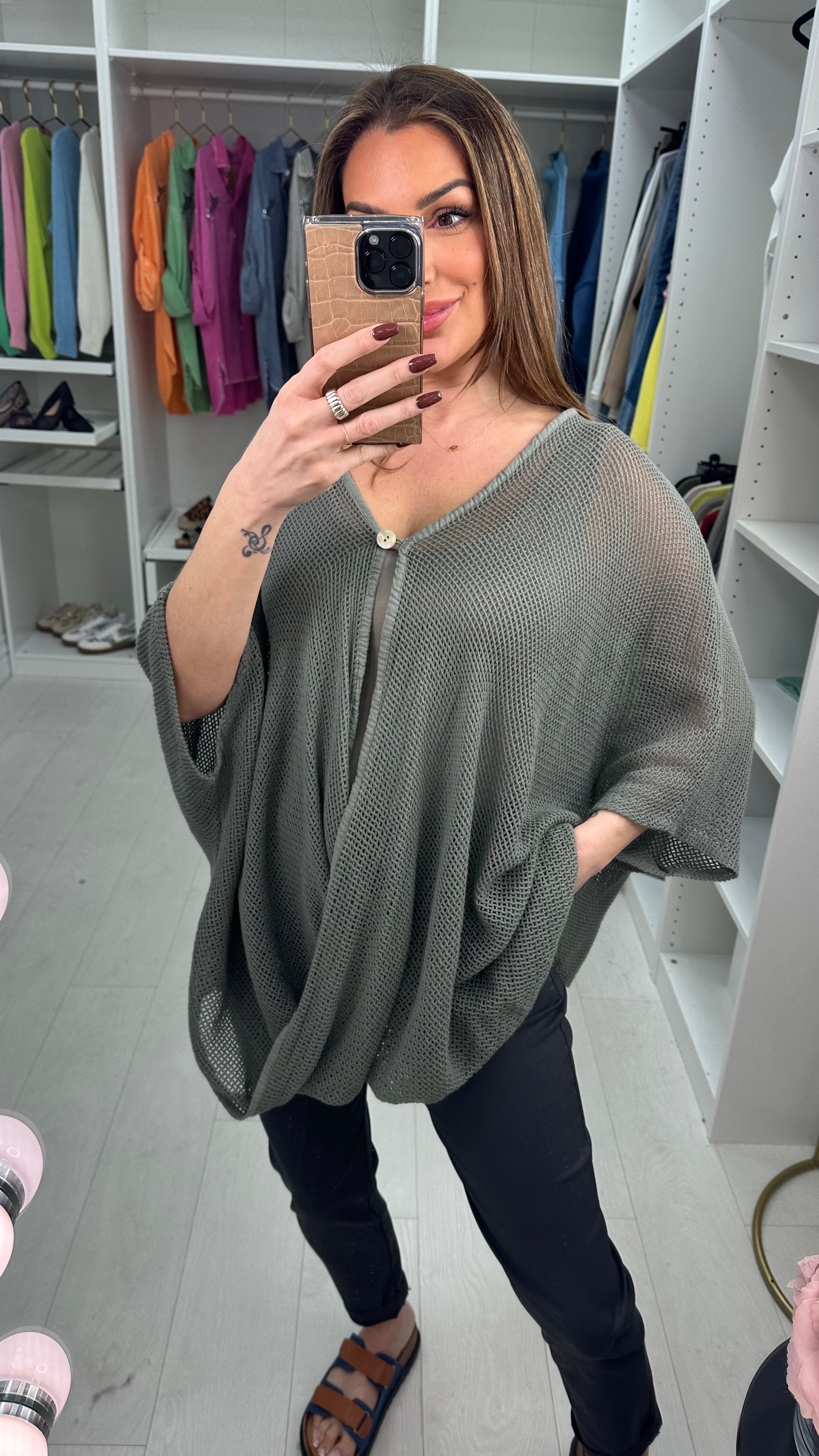 Missy Plain Crochet Draped Wrap-Effect Top